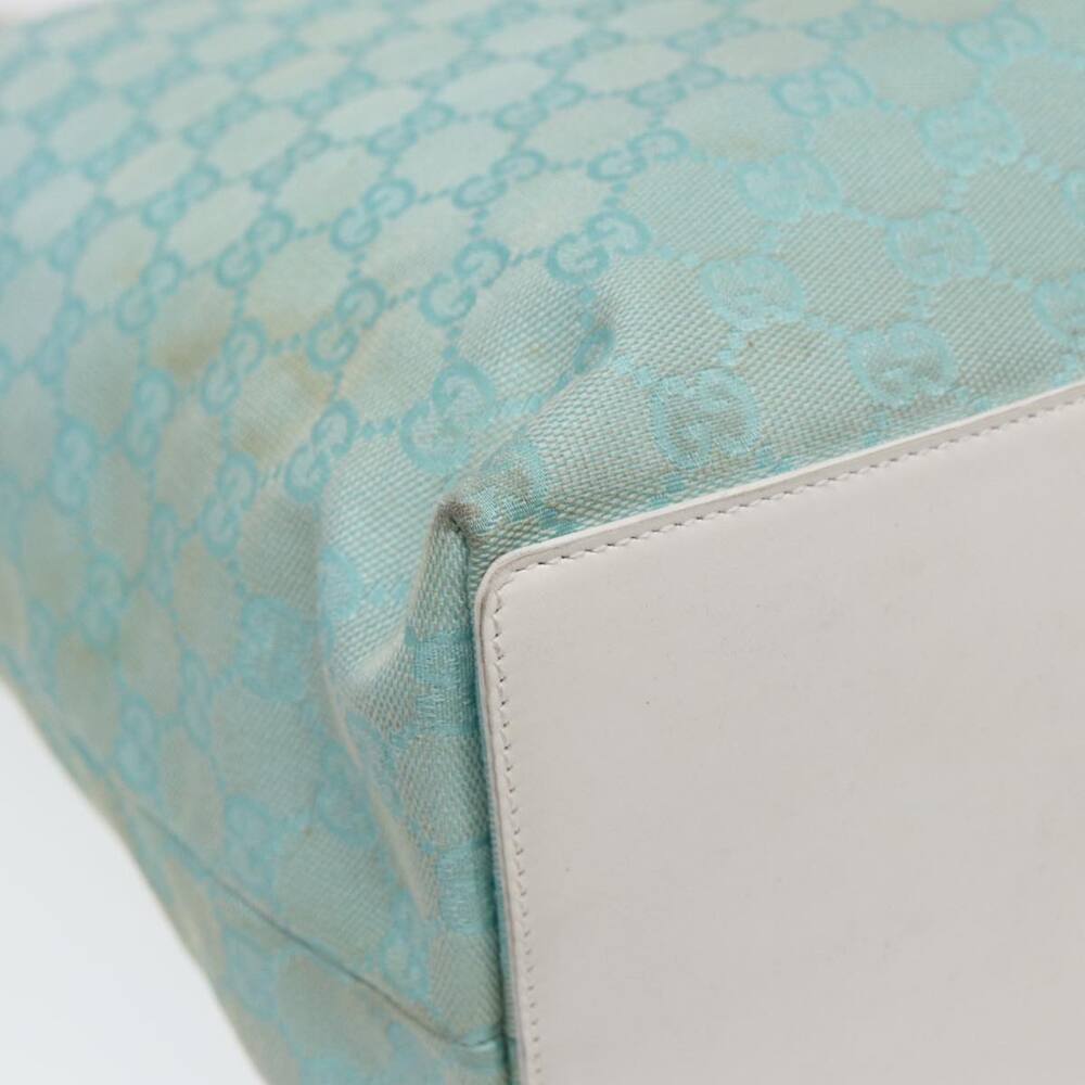 GUCCI GG Canvas Tote Bag Light Blue White Gold 002 002 - Picture 13 of 16